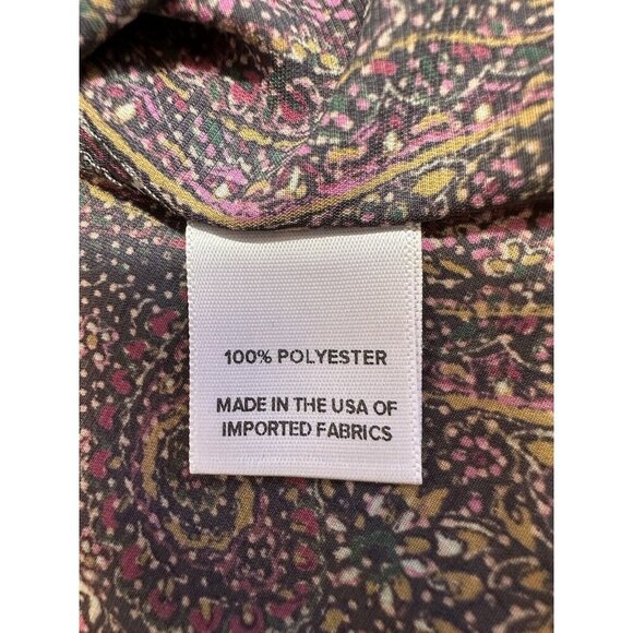 Evereve Blouse Womens Small Brown Pink‎ Paisley Kyra Peasant Blouse V Neck - Picture 10 of 13